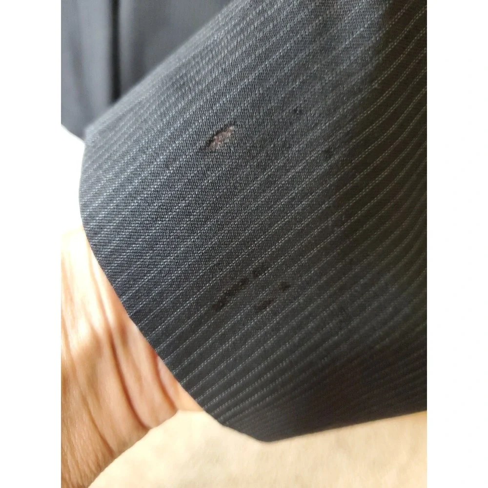 Vintage‎ Hart Shaffner Marx Blazer 46R Imported Fabric Black Pinstripe *Flaw*